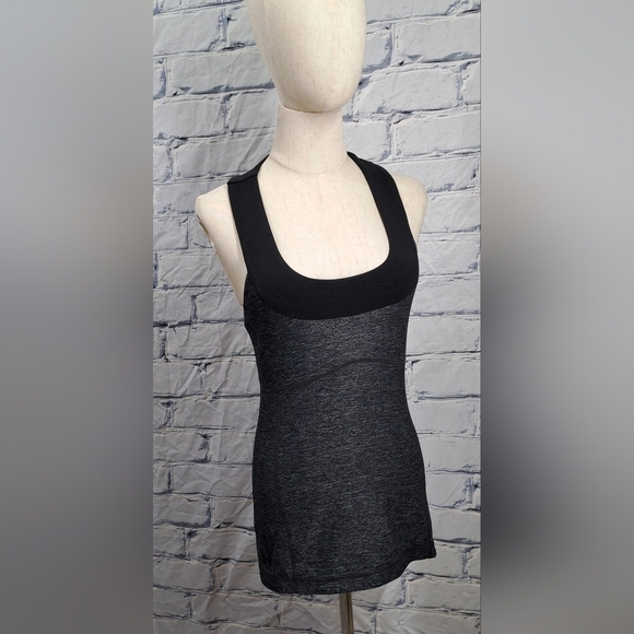 lululemon athletica Women's Tank  Top Mesh Back Black Gray Yoga Size 6 US - - Picture 3 of 13